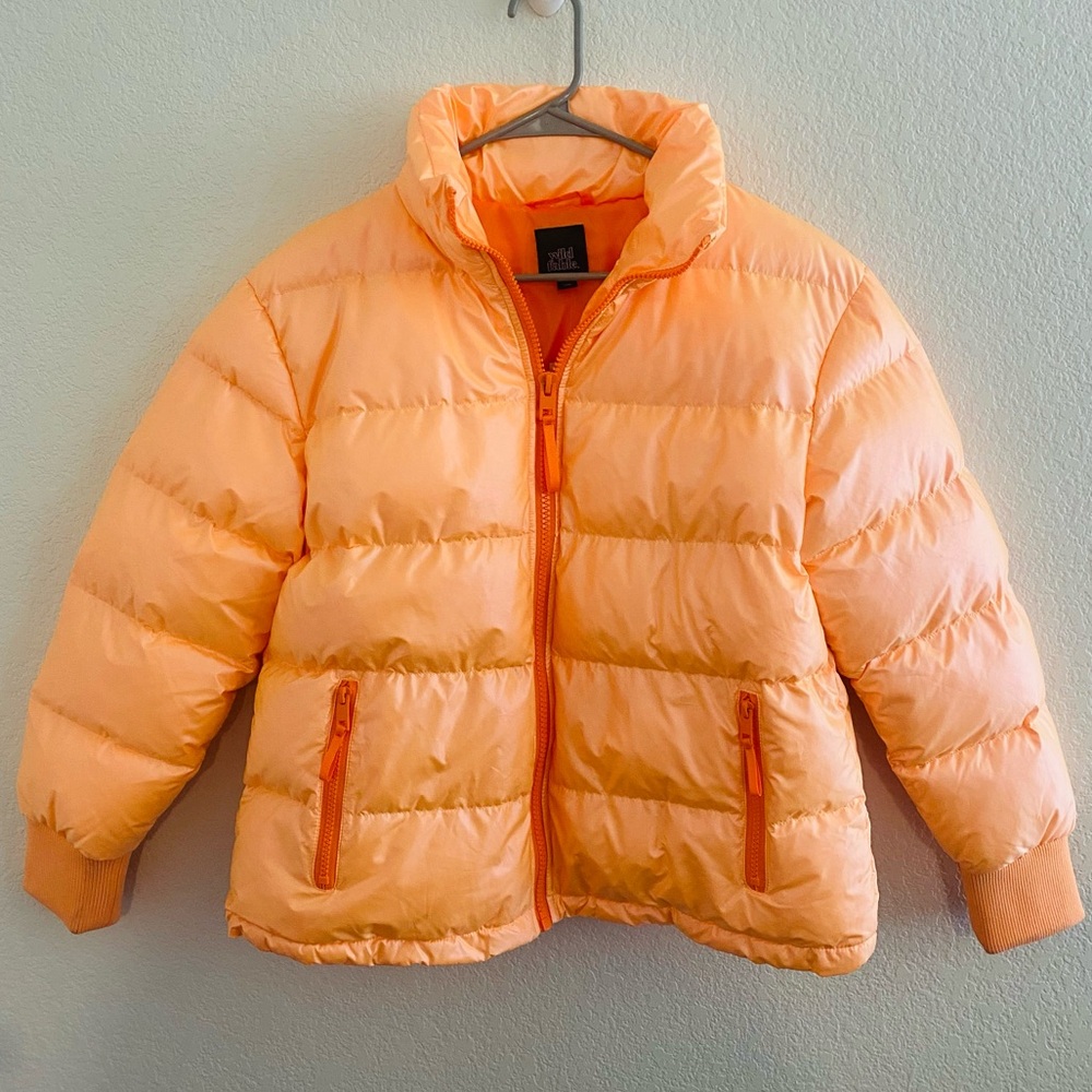 Bright Neon Orange Puffer Winter Jacket